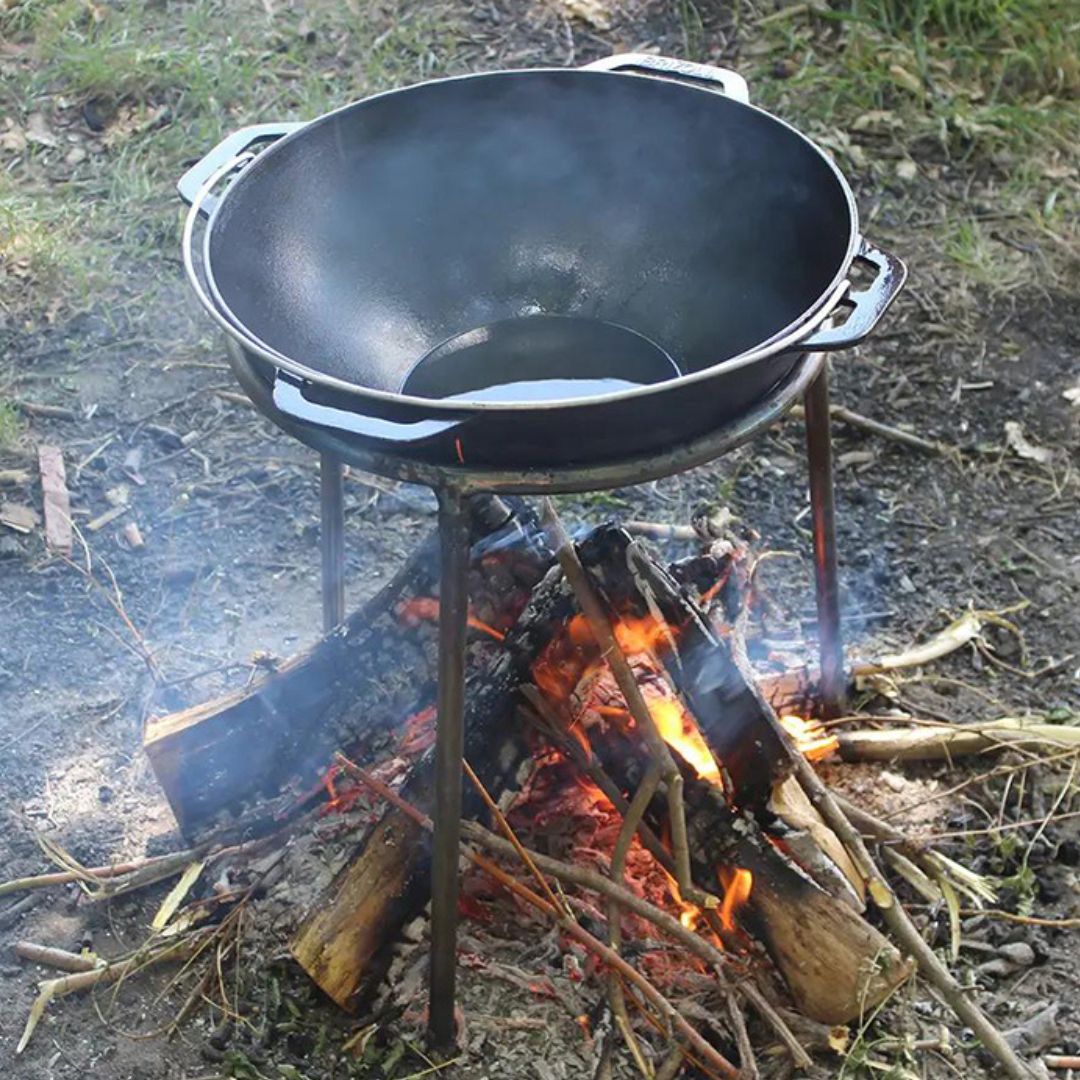 Чугунен казан с дръжка 10л Ø36см с чугунен грил капак - тиган ID:0700