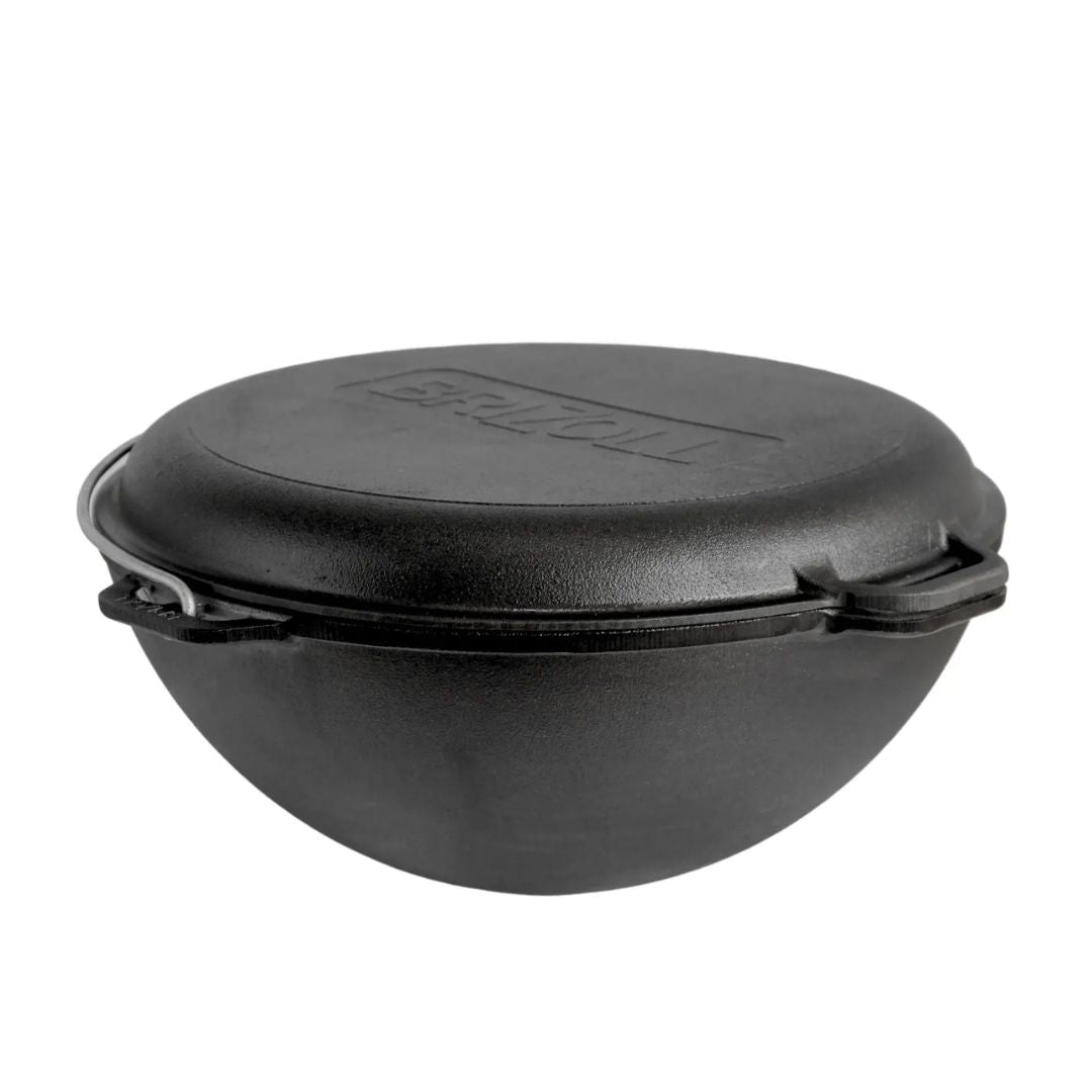 Чугунен казан с дръжка 10л Ø36см с чугунен грил капак - тиган ID:0700